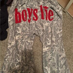 Boys Lie Gray Camouflage Joggers with Red Logo
